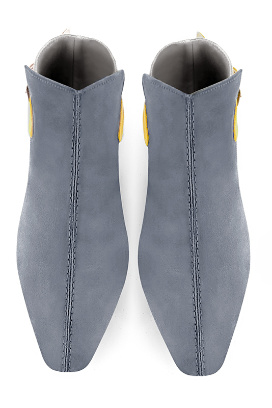 Women's mouse grey, silver and mustard yellow elegant ankle boots